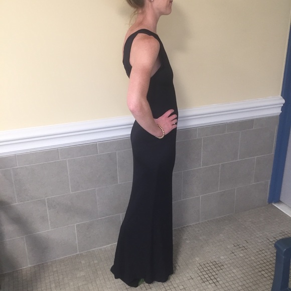 RARE JAMES DAUGHERTY Sz S Black jersey maxi dress - Picture 5 of 8